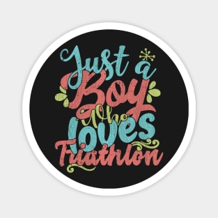 Just A Boy Who Loves Triathlon Gift graphic Magnet